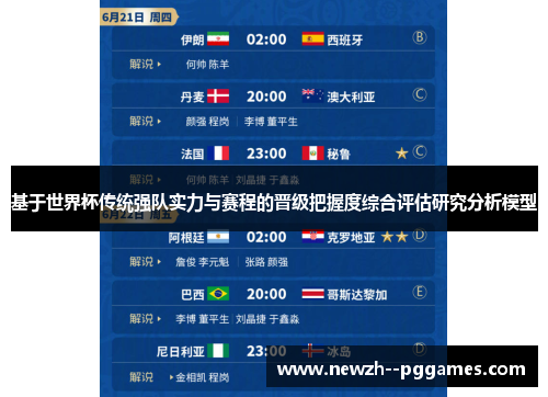 基于世界杯传统强队实力与赛程的晋级把握度综合评估研究分析模型 基于世界杯传统强队实力与赛程的晋级把握度综合评估研究分析模型